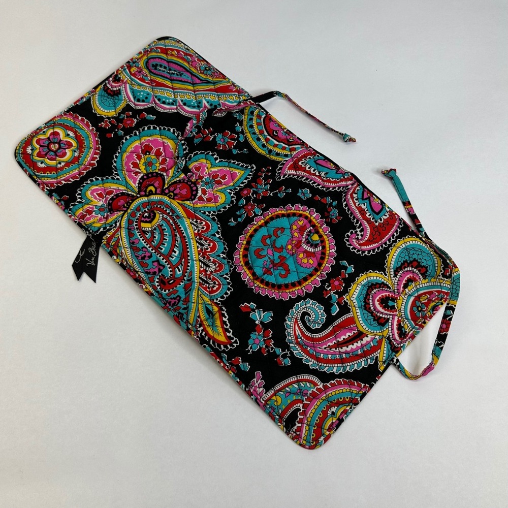 Vera Bradley Cosmetic Makeup/Accessories Black Blue Pink Red Folding Tie Pouch - Picture 13 of 15